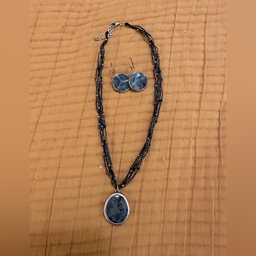 RARE Silpada black and sterling necklace and earrings